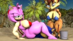 1boy 2girls 3d 3d_model amy_rose animal_ears anthro archie_comics barefoot beach between_thighs big_breasts big_thighs bikini black_nose blue_body blue_eyes blue_hair blue_skin breasts brown_body brown_fur brown_hair brown_skin chipmunk cleavage curvy curvy_body curvy_figure dominant_female eyelashes fur furry green_eyes ground_squirrel hedgehog large_boobs large_breasts male/female mysterious5112 narrowed_eyes pink_body pink_fur pink_hair pink_skin rodent rubbing sadism sally_acorn sand sandwich_position sega short_hair sideboob sonic_(series) sonic_the_hedgehog sonic_the_hedgehog_(archie) sonic_the_hedgehog_(comics) sonic_the_hedgehog_(series) thick_thighs thighs trap tropical tropical_setting two_tone_body two_tone_fur video_games