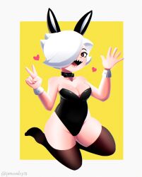 brawl_stars bunny_costume bunnysuit colette_(brawl_stars) heart-shaped_pupils lingerie percevalrp18 white_hair white_skin