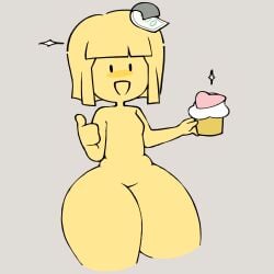 1girls ass big_ass big_butt blush breasts completely_nude completely_nude_female cupcake dat_ass ella_(dsand) female female_only huge_ass huge_butt money my_ghost_friend naked naked_female no_nipples no_pussy redraw thick_ass thick_thighs thumbs_up wastelandtune yellow_body yellow_hair