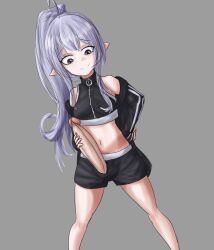 1futa 2023 ahoge black_bottomwear black_clothing black_topwear bottomwear breasts bunnyfaqer clothed clothing erection futa_only futanari grey_background hand_on_penis huge_cock human indie_virtual_youtuber large_penis light-skinned_futanari light_skin long_hair long_penis masturbation mostly_clothed penis purple_eyes purple_hair simple_background sleepy_project smooth_penis solo thick_thighs topwear virtual_youtuber vtuber