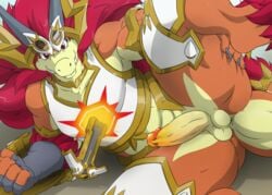 1boy anthro anus balls dragon future_card_buddyfight gradient_background hair looking_at_viewer lying male male_only orange_scales penis pose raised_leg red_eyes red_hair scales simple_background solo spread_anus spreading sun_dragon_bal tan_scales zerofox1000