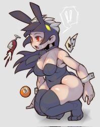 1girls big_breasts black_hair black_legwear black_thighhighs breasts bunny_ears bunnysuit cleavage doctor5648 fake_animal_ears filia_(skullgirls) large_breasts legwear long_hair red_eyes samson_(skullgirls) skullgirls solo solo_female solo_focus thick thick_thighs thighhighs thighs