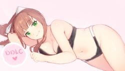 bra doki_doki_literature_club laying_down laying_on_side looking_at_viewer lovdere monika_(doki_doki_literature_club) panties underwear