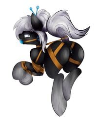 absurd_res ball_gag bondage bondage bound equine fan_character female fur gag gagged hi_res horse little_sheep looking_back mammal my_little_pony pony pussy shifted_perspective simple_background solo white_background