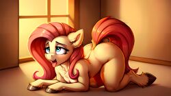 ahe_gao ahe_gao ai_generated fluttershy_(mlp) my_little_pony nude pink_hair pony wiselynxai