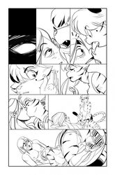 anthro ass closed_eyes clothed clothing comic doedog duo feline female human human_on_anthro interspecies kissing licking male male_human/female_anthro male_on_anthro mammal monochrome pussy smile straight tiger tongue tongue_out underwear_aside