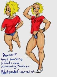 1boy ass blonde_hair femboy male male_only muscular_thighs solo tagme teacher thong ziroko