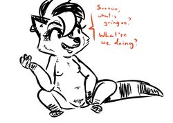 2016 anthro black_and_white breasts dialogue disney ear_piercing english_text fan_character female flat_chest inkyfrog lipstick makeup mammal nude piercing pubes pubic_hair pussy raccoon restricted_palette roxy_(inkyfrog) simple_background sitting small_breasts solo text white_background zootopia