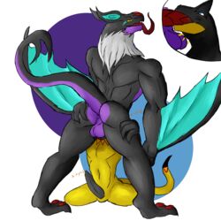 2boys anthro bat daikuhiroshiama dragon erection fellatio gay heliolisk male male_only nintendo noivern oral penis pokémon_(species) pokemon pokemon_(species) pokemon_xy scalie sex testicles text video_games wings yaoi