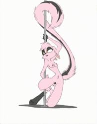 anthro armpits breasts clothing dancing david_lillie digitigrade dreamkeepers edit female fur hair long_tail mammal navel nipples nude pink_fur pink_hair pole pole_dancing pubes pussy simple_background solo suggestive t_zulu viriathus white_background yellow_eyes