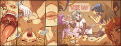 5girls abdominal_bulge ambiguous_gender areolae ass belly_bulge big_belly breasts clothes clothing comic demon_girl eating felarya female_pubic_hair giantess half-closed_eyes horn karbo macro menyssan micro multiple_girls nipples nude original_character pubic_hair pussy saliva source_request stomach_bulge succubus swallowed_whole swallowing text throat_bulge vore wet wide_hips wings