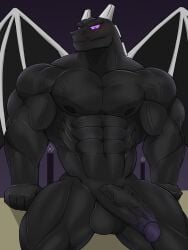 anatake anthro balls big_balls big_pecs big_penis black_body dragon ender_dragon ender_dragon_male gay huge_cock huge_pecs jean? looking_at_viewer male male_enderdragon minecraft muscular muscular_arms muscular_chest pecs penis purple_penis rule_63 seductive_look sitting solo tagme vein veiny_penis wings wolfblack2543