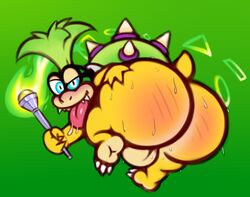 anthro ass backsack balls big_butt blush huge_butt iggy_koopa koopaling looking_back male male_only mario_(series) nintendo presenting presenting_hindquarters soles tongue video_games yowesephth