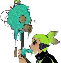 2024 agent_3_(splatoon) blowjob commander_tartar digital_media_(artwork) fellatio gay inkling inkling_boy male male_only non-human objectphilia penis saliva splatoon splatoon_2 squarekingcup telephone young