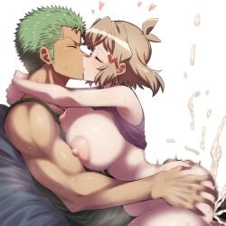 ai_generated cum cum_in_pussy cum_inside curvaceous curvy curvy_figure dreson female huge_ass huge_breasts male one_piece roronoa_zoro senki_zesshou_symphogear sex straight straight_sex tachibana_hibiki_(symphogear) vaginal_penetration vaginal_sex