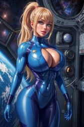 1girls ai_generated big_breasts entity_ai female_only metroid nintendo samus_aran solo solo_female zero_suit_samus