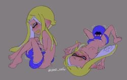 blue_hair cunnilingus embarrased excited feral_on_humanoid hinibosu humanoid inkling inkling_girl new_agent_3_(splatoon) octoling octoling_boy octopus pussy_licking splatoon splatoon_3 tentacle tentacle_sex yellow_hair zoophilia