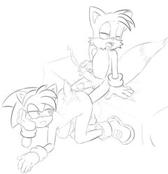 1boy amy_rose balls cum cum_on_ass cum_on_back diphallia diphallism female kyoshinhei male multi_penis penis sonic_(series) tails thebuttgoblin