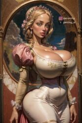 1girls ai_generated big_breasts big_eyes big_lips bimbo bimbo_body bimbo_lips blonde entity_ai fantasy female_only huge_eyes massive_breasts princess solo solo_female thick_lips tiara tight_dress