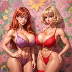 2girls ai_generated big_breasts entity_ai female_only solo solo_female