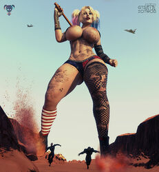 2boys 3d abs areola artist_request bangs baseball_bat batman_(series) belly belt blonde_hair blue_eyes blue_hair breasts busty cleavage dc dc_extended_universe deadshot erect_nipples eyeshadow facepaint facial_mark female fingerless_gloves fishnet fishnet_stockings giantess harley_quinn high_heels highlights hips hotpants huge_breasts killer_croc large_breasts large_nipples legs lips long_hair male multicolored_hair nail_polish navel nipples painted_nails perky_breasts pink_hair platinum_blonde_hair red_lipstick shoes stockings suicide_squad tattoos thighhighs thighs tied_hair twintails voluptuous