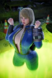 1girls 3d ass bethesda_softworks big_ass big_breasts blue_eyes bodysuit bottom_heavy breast_expansion breasts bust busty chest curvaceous curvy curvy_figure fallout female female_focus hips hourglass_figure huge_ass huge_breasts human large_ass large_breasts legs light-skinned_female light_skin lips mature mature_female pip-boy radiation rhywlad shocked_expression slim_waist thick thick_hips thick_legs thick_thighs thighs top_heavy traffic_cone transformation unzipped_bodysuit vault_dweller vault_girl vault_suit voluptuous waist wardrobe_malfunction wide_hips