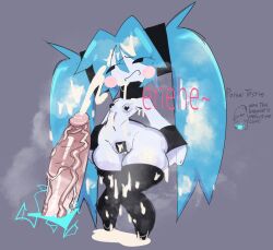 blue_hair cum cum_on_body decaiien disembodied_penis female hatsune_miku hatsune_miku_(decaiien_redesign) huge_cock huge_thighs penis portal small_breasts tagme vocaloid