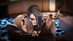 1girls 3d apex_legends ass bent_over blowjob catalyst_(apex_legends) completely_nude_female dark-skinned_male dark_skin dinoboy555 english_dialogue english_text fellatio female holding_penis indoors interracial light-skinned_female light_skin lipstick lipstick_mark lipstick_on_penis makeup nail_polish nude nude_female oral oral_sex pov straight