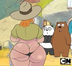 1girls alternate_version_available animal animals ass ass_awe ass_cleavage ass_freckles bear big_ass bubble_ass bubble_butt butt_crack cartoon_network dex_cat_art grizzly_(wbb) huge_ass human ice_bear long_hair mammal mature_female milf panda_(wbb) park_ranger ranger_tabes rear_view thick_thighs thong we_bare_bears wide_hips