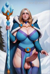 ai_generated breasts crystal_maiden dota dota_2 futa_only futanari holding_object large_penis solo