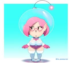 2020 antennae astronaut big_ass big_breasts black_eyes boots breasts brittany_(pikmin) casual clothed elf_ears eyelashes female female_only glasses helmet mob_face nintendo panties pikmin pikmin_3 pink_hair pointy_nose redraw shiny_skin shortstack sideass skirt somescrub space_helmet sweat sweating sweaty_body thick_thighs thighs underass