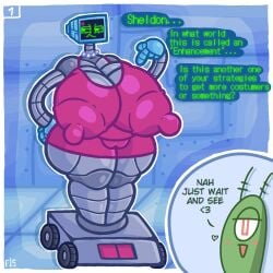 2d annoyed annoyed_face dialogue erect_nipples female filthyskull huge_ass huge_breasts huge_hips humanoid hyper_breasts karen_plankton puffy_pussy red_dress robot robot_girl robot_humanoid screen_face sheldon_j._plankton spongebob_squarepants tagme teasing tv_head