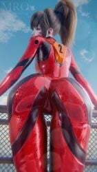 3d 3d_(artwork) ass asuka_langley_sohryu_(cosplay) big_ass blizzard_entertainment brown_hair cosplay d.va latex moonroomoom neon_genesis_evangelion neopn_genesis_evangelion overwatch overwatch_2 skin_tight tight_clothing