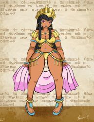 ass_bigger_than_head ass_expansion assplosion astarte astarte_(castlevania) cleavage colored dark-skinned_female deviantart gold_(metal) gold_jewelry konekoryu thick_thighs wide_hips