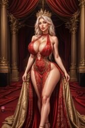 1girls ai_generated ass_bigger_than_head big_ass big_breasts bottom_heavy busty crown earrings entity_ai female_only hourglass_figure huge_ass large_ass massive_ass narrow_waist queen royalty solo solo_female thick_lips white_hair wide_hips