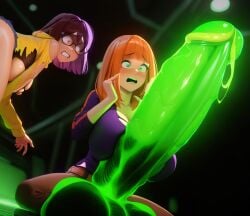 ai_generated blacklight9699 breast_expansion daphne_blake futanari huge_breasts huge_cock hyper_penis male_focus novelai penis_expansion scooby-doo velma_dinkley