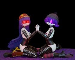 2024 2girls 3d 3d_model :p alexandrstariy beanie big_breasts black_nipples blue_hair blush boots breasts doll_(murder_drones) drone duo fangs female female_only glitch_productions hard_hat headwear holding_hands medium_breasts murder_drones naked nude nude_female purple_eyes purple_hair purple_nipples red_eyes robot robot_girl robot_humanoid short_hair small_breasts stepanaan striped_legwear tongue tongue_out uzi_(murder_drones) very_long_hair wink worker_drone