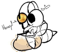antennae_(anatomy) anthro arthropod bee bug_fables clothed clothing diaper diaper_only fairyfudge female food food_fetish food_in_diaper food_play full_diaper heart_symbol honey_(food) hymenopteran insects moonsprout_games neck_tuft sketch solo stinger tail topless tuft unclean_diaper vi_(bug_fables) wearing_diaper wings