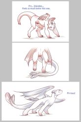 2019 all_fours black_hair blush border claws closed_eyes colored comic dialogue digitigrade dragon dreamworks english_text erection european_mythology female feral fury_(httyd) gender_transformation genitals grey_border hair horn how_to_train_your_dragon human_to_feral light_fury male membrane_(anatomy) membranous_wings mtf_transformation mythological_creature mythological_scalie mythology navel non-mammal_navel nude on_hind_legs one_eye_closed penis pussy quadruped scalie sequence shaded simple_background smile solo species_transformation standing strawberrytfs tail text thebaseballfur transformation western_dragon white_background white_body wings