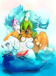 1boy 1girls 2016 anthro anus areolae avian beak big_penis bird blue_fur blue_hair blush breasts claws clitoris closed_eyes decidueye erection eyelashes feathers female female_decidueye furry half-closed_eyes holding interspecies leg_grab long_hair male male/female male_primarina mimi-c nintendo nipples orange_eyes owl penis pinniped pokemon pokemon_sm ponytail primarina pussy sitting spread_legs straight tail tapering_penis thick_thighs tied_hair video_games water white_fur wings