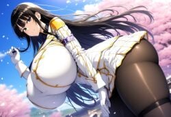 1girls ai_generated big_ass big_breasts black_hair blue_eyes breasts_bigger_than_head curvaceous curvy_female elegant female female_only ikaruga_(senran_kagura) large_breasts leaning light_skin long_hair looking_at_viewer minmin paag senran_kagura senran_kagura_(series) stockings thick thick_thighs tights voluptuous voluptuous_female wide_hips