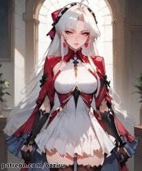 absurd_res ai_generated anime carlotta_(wuthering_waves) cute female hairband hi_res highres long_hair ozziru patreon self_upload uncensored white_hair wuthering_waves