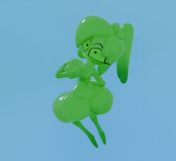 3d 3d_(artwork) big_ass big_breasts breasts covering_breasts jellytina naked slime slime_girl