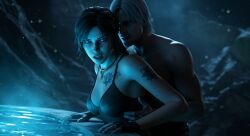 3d 3d_(artwork) 3d_model ai_generated lara_croft lara_croft_(survivor) leshay7 looking_at_viewer tomb_raider tomb_raider_(survivor) vampire vampire_girl