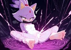 ai_generated blaze_the_cat blush bound forced_orgasm gagged half-closed_eyes leaning_back legs_spread looking_between_legs magic magic_bondage magic_circle magical_stimulation mouth_gag multiple_orgasms orgasm pussy pussy_ejaculation small_breasts sonic_(series) sonic_the_hedgehog_(series)