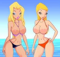 2girls alfea_fairy amber_eyes areola areolae bare_shoulders belly big_breasts bikini bimbo blonde blonde_hair blue_eyes breasts busty cameltoe cleavage erect_nipples exposed_breasts eyeshadow female female_only hand_on_hip hips hourglass_figure kelli_(winx_club) large_breasts legs lips lipstick long_hair looking_at_viewer makeup mascara multiple_girls navel nipples rainbow_(animation_studio) stella_(winx_club) swimsuit teeth thighs thin_waist voluptuous wasp_waist winx_club yellow_eyes zfive