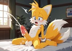 aged_up ai_generated blush cum cumming ejaculation embarrassed enlarged_balls feet forced_growth forced_orgasm kneeling leaning_back looking_at_penis miles_prower moaning_in_pleasure multiple_orgasms open_mouth penis penis_enlargement penis_growth_(enlargement) penis_growth_whilst_ejaculating sonic_(series) sonic_the_hedgehog_(series) tails tails_the_fox