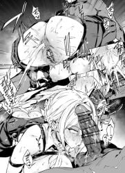 1girls absurdres ahe_gao ahegao_face ahoge anus black_and_white black_gloves black_pants breasts cameltoe censor_bar censored cum cum_in_pussy cum_inside ethereal_(zenless_zone_zero) evelyn_chevalier female from_behind gloves highres huge_ass huge_breasts japanese_text jewelry large_ass large_breasts mating mating_press mixed-language_commentary mole mole_under_eye monochrome monster multiple_views necktie nipples_visible_through_clothing orange_hair orgasm pants police police_uniform policewoman pubic_hair shirt thirty_8ght tight_clothes tight_clothing tight_pants white_shirt wide_ass wide_hipped_female wide_hips zenless_zone_zero