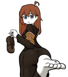 ass foot_fetish giantess hod_(lobotomy_corporation) legs_up lobotomy_corporation looking_back project_moon shoes_removed