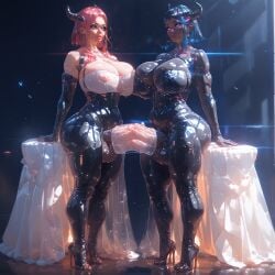 2d 2futas ai_generated big_breasts big_penis breasts curvy duo futa_only futanari intersex onahole quantrup sex_toy voluptuous